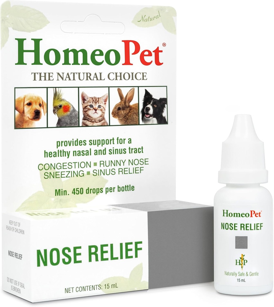 HomeoPet Nez Relief, Safe and Natural Sinus Supplément pour chats, chiens et autres petits animaux, 15 Milliliters