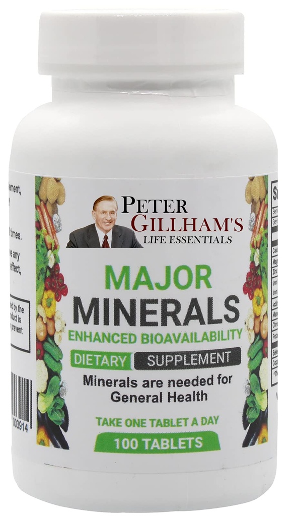 Minéraux majeurs 100 comprimés, pas d'oxyde ! Facile à digérer multiminérale, équilibré pour les hommes et les femmes os et système immunitaire avec fer et potassium par Peter Gillham's Life Essentials