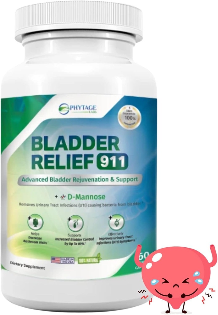 Bladder Relief 911 Detoxifying Strength - for Men and Women Provides Bladder Support, 60 Veggie Capsules