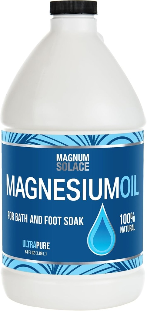 Huile de magnésium pur - taille en vrac 64 oz - à utiliser avec des flocons de bain de magnésium pour le savonnage ou le remplissage de pulvérisation d'huile