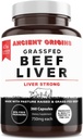 Origines anciennes Foie d'herbe Foie de boeuf de deux mois, soutient la production d'énergie, nettoyage, digestion, immunité et plein bien-être corporel, non OGM, supplément de foie séché gelé, 360 capsules