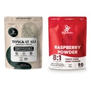 Jungle Powders Premium 5oz Tongkat Ali & Freeze-Dried 7oz Raspberry Bundle - Eurycoma Longifolia Powder Supplement for Men's Health Support paired with Unsweetened Red Superfood Extract for Baking