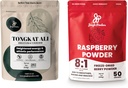 Jungle Powders Premium 5oz Tongkat Ali & Freeze-Dried 7oz Raspberry Bundle - Eurycoma Longifolia Powder Supplement for Men's Health Support paired with Unsweetened Red Superfood Extract for Baking