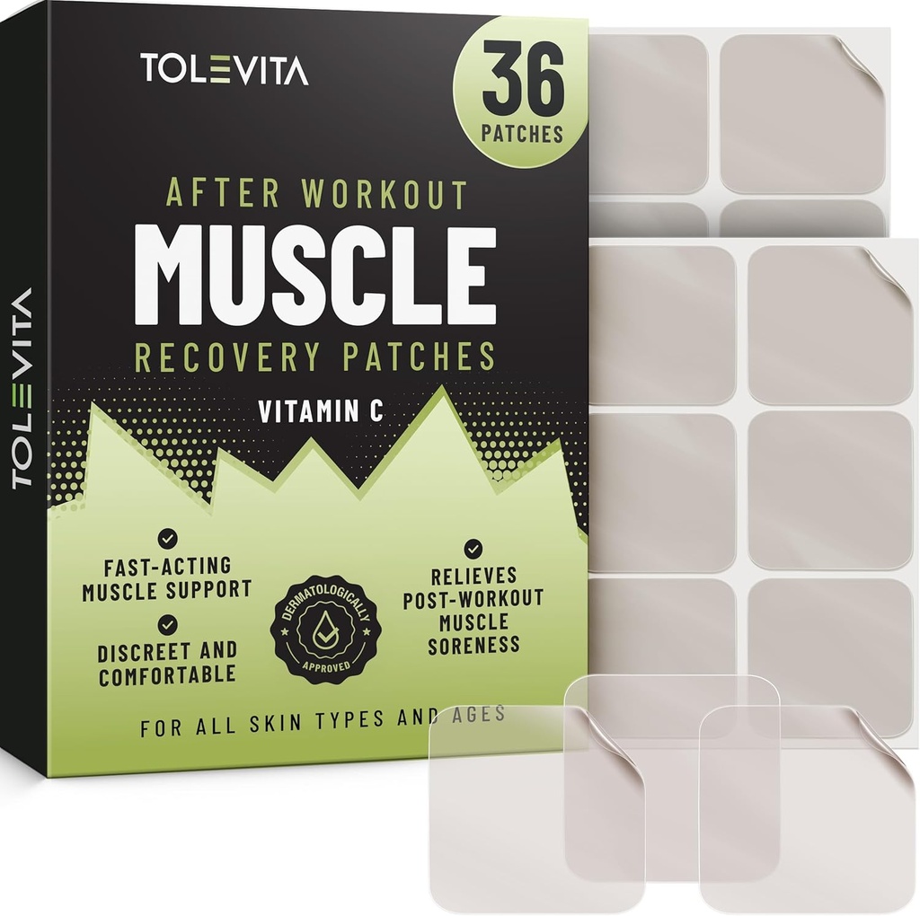Patches de récupération musculaire après l'entraînement avec vitamine C - 36 Patches pour le soutien de style de vie actif, aide à apaiser et rafraîchir après l'exercice, pratique et facile à utiliser pour les hommes et les femmes