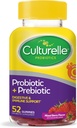 Gummies probiotiques quotidiennes de culture pour les femmes et les hommes, Berry Flavor, 52 Compte, Probiotique quotidien d'origine naturelle + Prébiotique pour la santé digestive, non OGM et végétalien