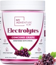 Zéro Sucre - Poudre d'électrolytes de raisin Concord - Mélange d'hydratation rafraîchissant - Énergie sans caféine avec tous les ingrédients naturels - Vegan, Keto & Paleo - Mélange d'électrolytes sans sucre - 120 portions