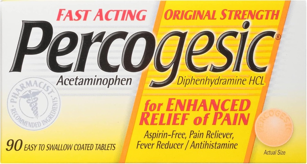 Soulagement de la douleur original percogesique : Aspirine Free Fast Actioning Relief : 90 Caplets enduits