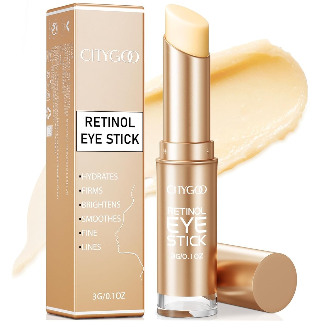 CITYGOO Retinol Eye Stick avec collagène, acide hyaluronique pour le cercle sombre, sous la crème oculaire anti-vieillissement, pour puffines et sacs réduit les lignes fines (Retinol Eye Stick, 1pcs)
