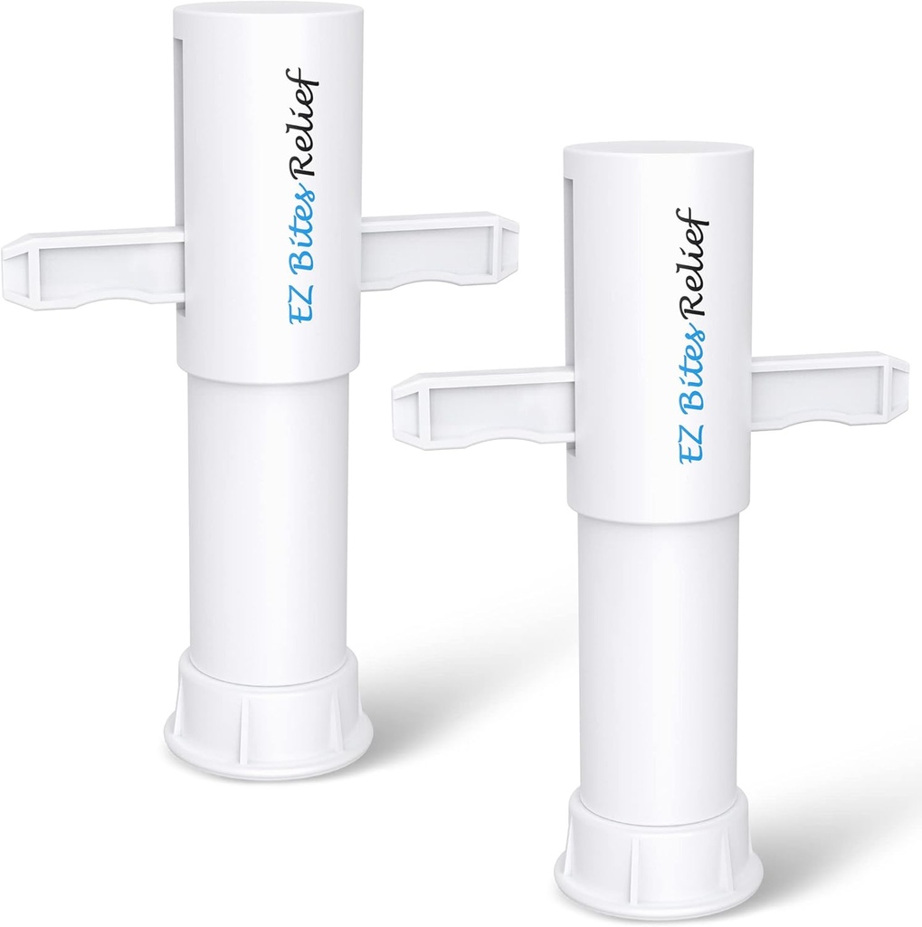 Memine EZ Bites Relief Suction Tool - 2 Pack Bee Sting and Bite Relief Sucker, Venom Extractor for Saliva/Venom Removal, Temporary Relief from Itch and Swelling, Kid-friendly White
