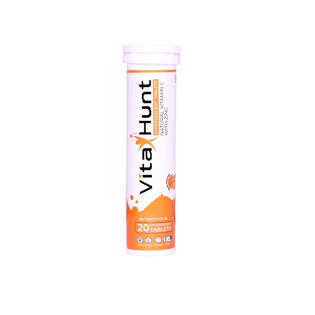 Vitamine C 1000 mg avec Zinc- Antioxydants - Soutien immunitaire - 20 comprimés effervescents - Arôme orange