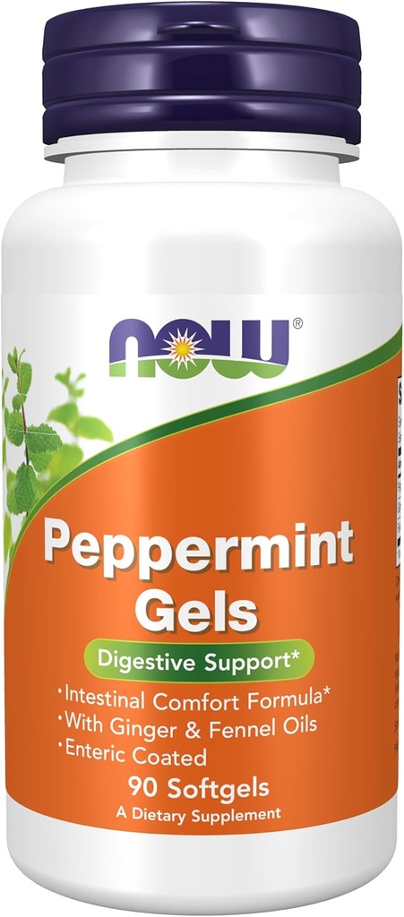 MAINTENANT compléments alimentaires, gels de menthe poivrée aux huiles de gingembre et de fenouil, enduits entériques, support digestif*, 90 softgels