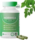 Pure Moringa Powder Capsules - 800mg, Antioxydant Superfood pour l'énergie, la santé de la peau et le soutien de la gorgée - Riche en vitamines essentielles et acides aminés - naturel, non-OGM, 60 capsules (1)