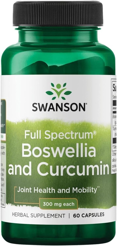 Swanson Full Spectrum Boswellia et Curcumin 60 Capsules (Packing May Vary)