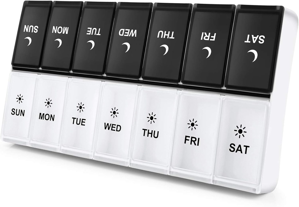 DNYING Extra Large Pill Organizer 2 fois par jour, XL Weekly Pill Box 2 par jour, AM PM Pill Case, Day Night Pill Container 7 jours, Vitamine Case deux fois par jour