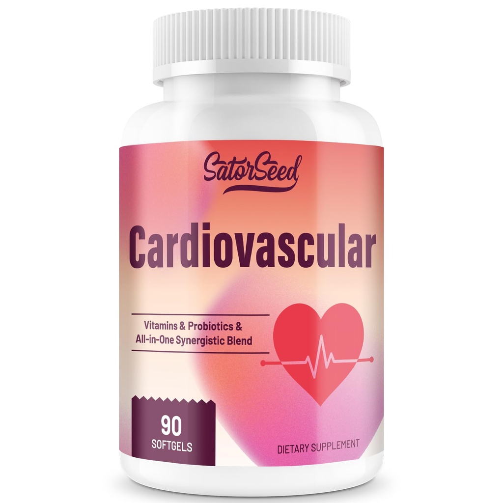 Supplément cardiovasculaire 3000mg – Vitamines, probiotiques, Omega-3 et CoQ10 mélange synergique tout-en-un pour adultes – 90 Softgels