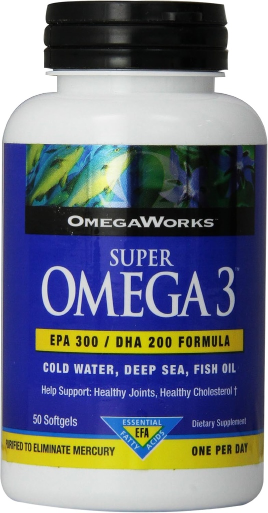 Omegaworks Super Omega 3 Softgels, bouteilles 50-Count (paquet de 2)