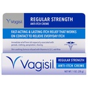 Crème féminine Vagisil de force régulière anti-Itch pour femmes, gynécologue testé, hypoallergénique, rapide d'action et de longue durée démangeaison, hydratant vaginal apaisant et refroidi, 1 oz (paquet de 1)