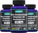Formule améliorée 2 en 1 : Vitamine B1 avec la benfotiamine 500mg, supplément soluble gras de vitamine B-1, 500 mg - 120 Capsules (3)
