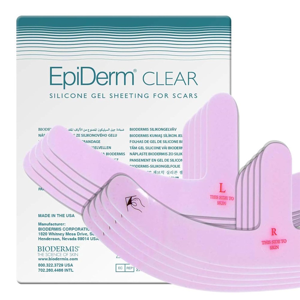 Ruban en silicone de forme d'ancrage mastopexy Epi-Derm – design d'ancrage adapté pour la réduction du sein - aide à lisser et les cicatrices fades – silicone de qualité supérieure, réutilisable et lavable – clair, 5-Pairs