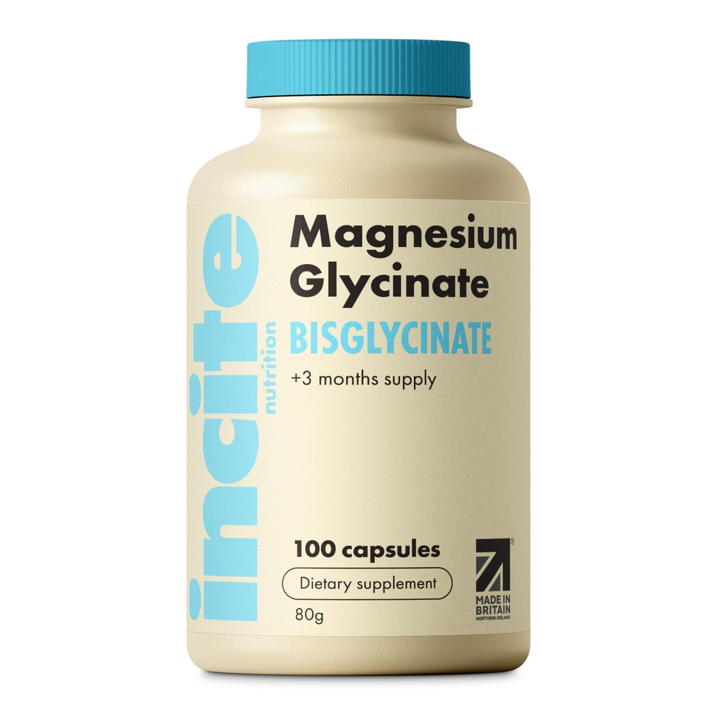 Magnésium Glycinate 500mg - 3 mois d'approvisionnement - haute résistance 100 capsules d'avalerie facile - supplément de magnésium pur - suppléments de magnésium - végétalien et sans gluten - aide au sommeil - fabriqué au Royaume-Uni