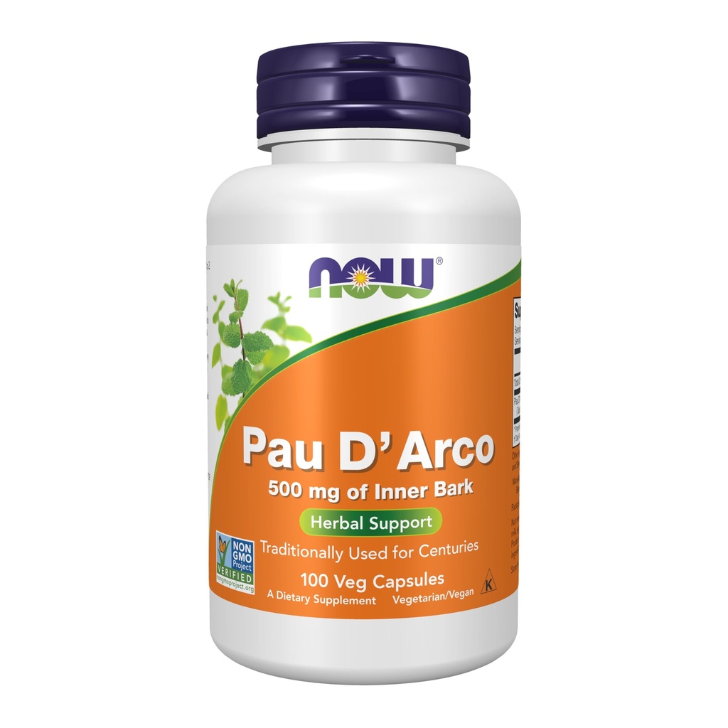 MAINTENANT compléments alimentaires, Pau D'Arco (Tabebuia heptaphylla) 500 mg, soutien aux plantes, 100 gélules