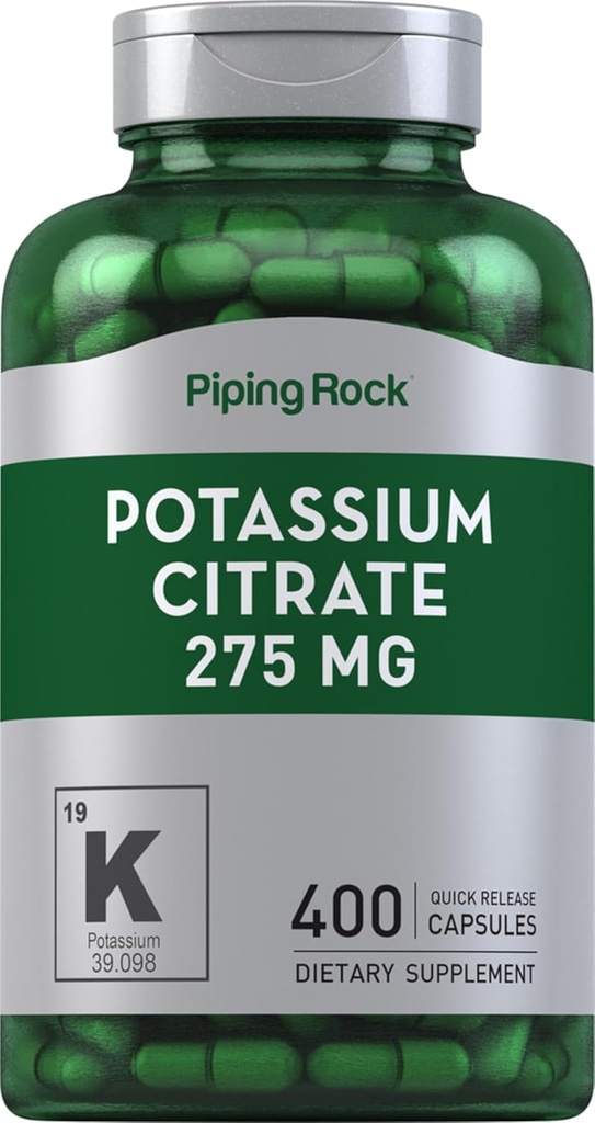 Supplément de Citrate de Potassium de Piping Rock 275 mg de 400 gélules