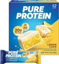 Barres de protéines pures, haute protéine, collations nutritives pour soutenir l'énergie, faible sucre, gâteau au citron, 1,76 oz, 12 comte (paquet de 1)
