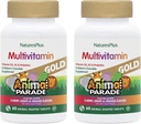 NaturesPlus Parade animale Or Multivitamine pour enfants - Cerise, orange et arômes de raisin assortis - 60 comprimés à croquer, lot de 2 - Végétarien, sans gluten - 60 portions totales