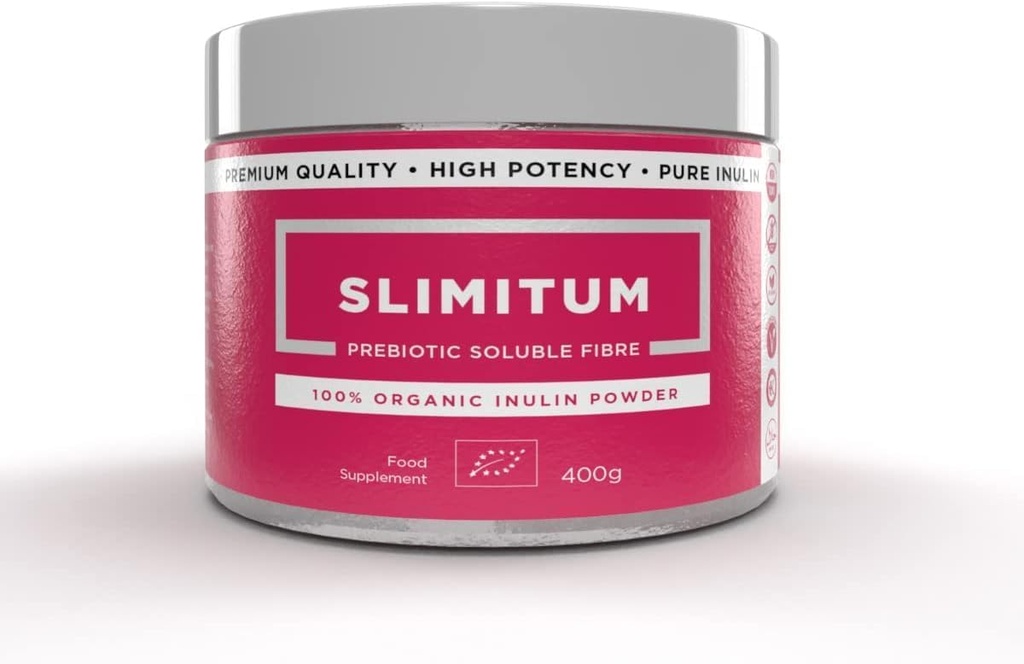 SLIMITUM Poudre d'inuline organique (Agave) - 01 Pack de fibre prébiotique d'inuline pour la santé des colonies et des intestins, qualité supérieure, soutien intestinal - 400g