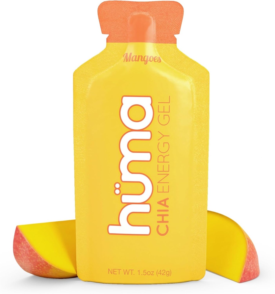 Huma Chia Energy Gel, Mangoes, 12 Gels - Premier Sports Nutrition for Endurance Exercise