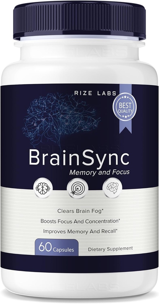 ize labs - Capsules BrainSync – Formule quotidienne Focus & Clarity avec un mélange équilibré pour l'alerte et le soutien mémoire