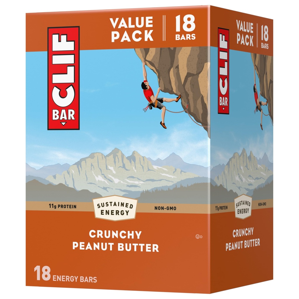 BAR CLIF - Beurre d'arachides croustillante - Fabriqué avec de l'avoine biologique - 11g Protéines - Non-OGM - Basées sur les plantes - Barres énergétiques - 2,4 oz. (18 Pack)