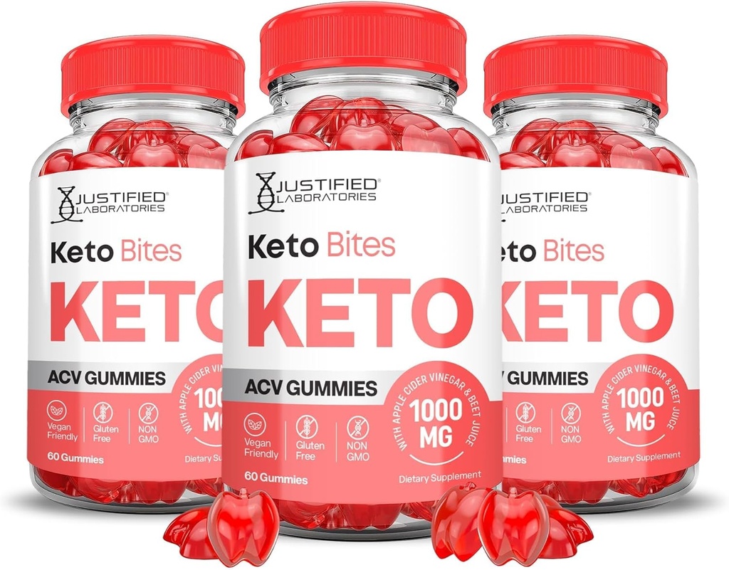 Laboratoires justifiés (3 Pack Keto Bites Keto ACV Gummies Advanced Formula 1000MG Keto Formulé avec Pomegranate Beet Juice Powder B12 Vegan Non OGM 180 Gummys
