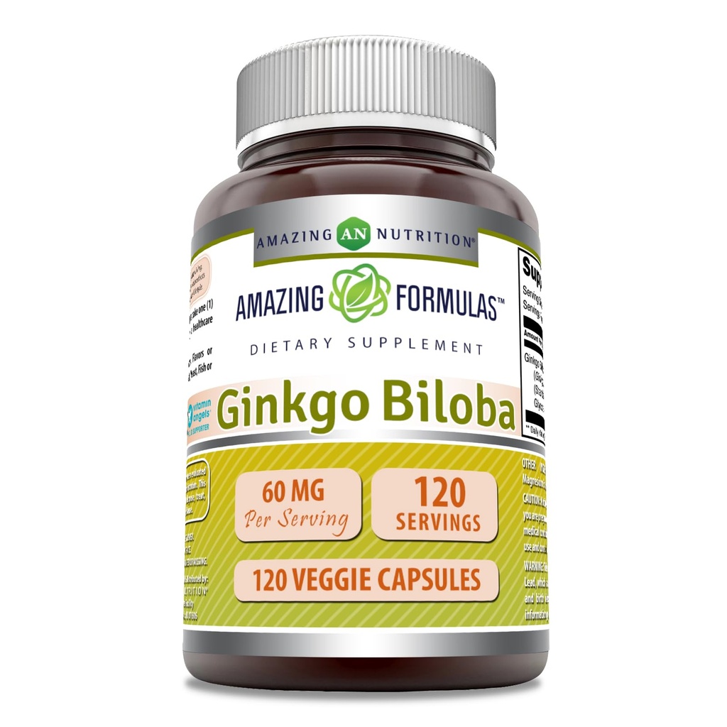 Formules étonnantes Ginkgo Biloba Supplément de 60 mg 120 Capsules de Veggies