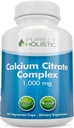 Citrate de calcium 1000mg - 365 Capsules de végétaliens non comprimés avec du persil ajouté, du dandelion et du cresson - Sans vitamine D - Fabriqué aux États-Unis par Purement Holistic