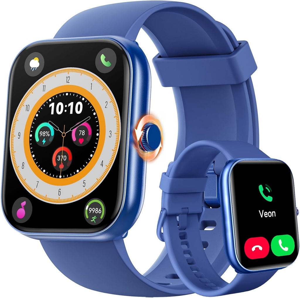 ENOMIR Smart Watch for Women Men (Réponse/Make Calls) Compatible avec iPhone/Android/Samsung, Alexa intégré, [1.91" écran HD] Montre de fitness imperméable avec fréquence cardiaque/sleep/SpO2 Monitor(Blue)