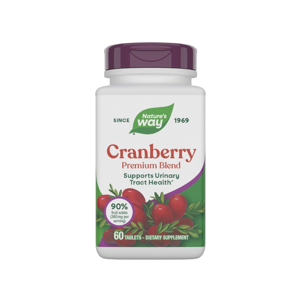 Nature's Way Premium Blend Cranberry, Urinary Tract Health Support* Supplément à la vitamine C, 60 comprimés