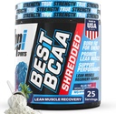 BPI Sports Best BCAA Shredded - Sans caféine boisson thermogénique de récupération, Lean Muscle Building BCAA poudre pour les femmes et les hommes, pré-entraînement BCAAs Amino Acides Drink- Raz Bleu - 25 portions