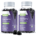 Viteey Sambucus Gummies de mûre aînée pour adultes – Gummies d'immunité en vitamine C et en zinc – Vegan, sans gluten – 120 Nombre