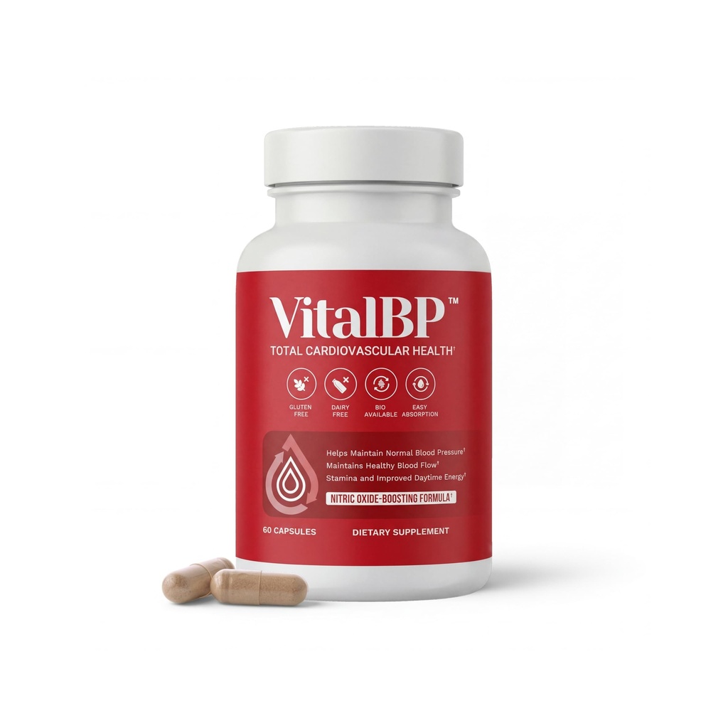 Vital BP - Soutien de la pression artérielle normale - Supporte le flux sanguin et les artères - avec CoQ10, L-Citrulline et K2 & D3-60 Capsules