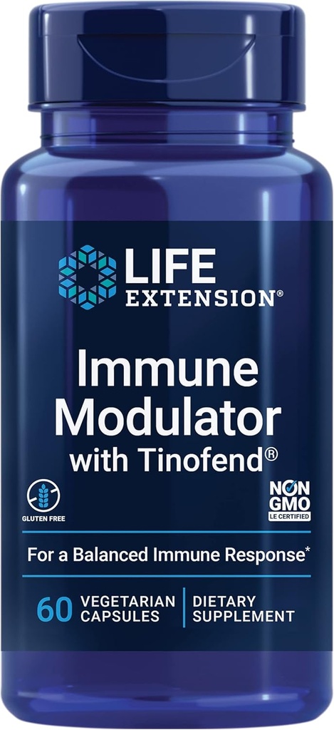 Life Extension Immune Modulateur avec Tinofend®, puissant soutien de santé immunitaire, extrait normalisé de plante de Tinospora, sans gluten, non-OGM, végétarien, 60 capsules
