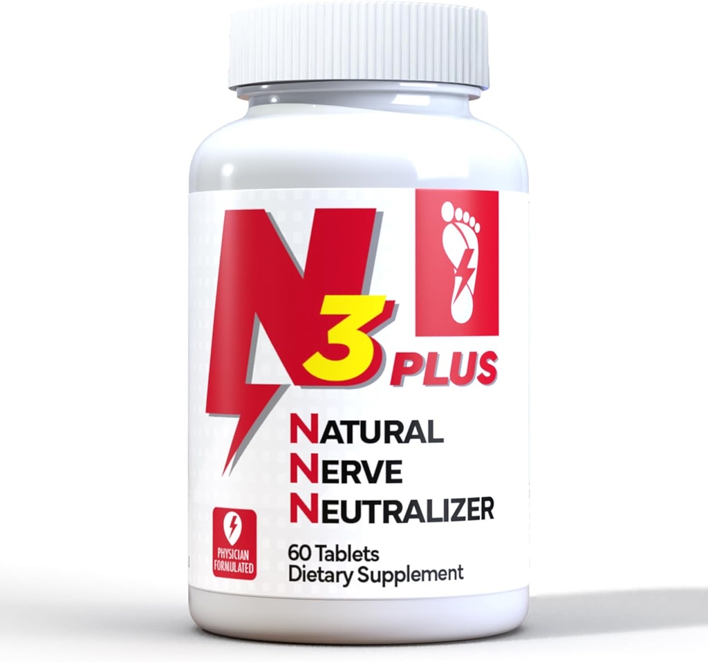 N3 Neutralisant naturel Nerve Plus - Supplément de soutien Nerve avec vitamine D3, B1, B6 et B12, Vie , ADH, acide alpha lipoïque, acétyl-L-carnitine et curcuma - Formule de réparation et de régénération de Nerve (comprimés)