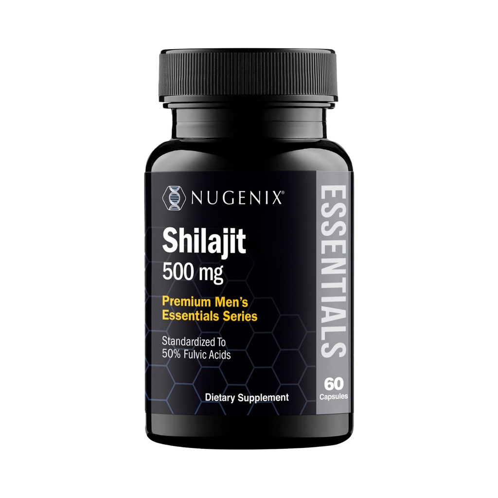Nugenix Essentials Shilajit Capsules Supplément pour les hommes et les femmes - 500mg, standardisé à 50% Acides Fulvic, Himalayan, 60 Capsules