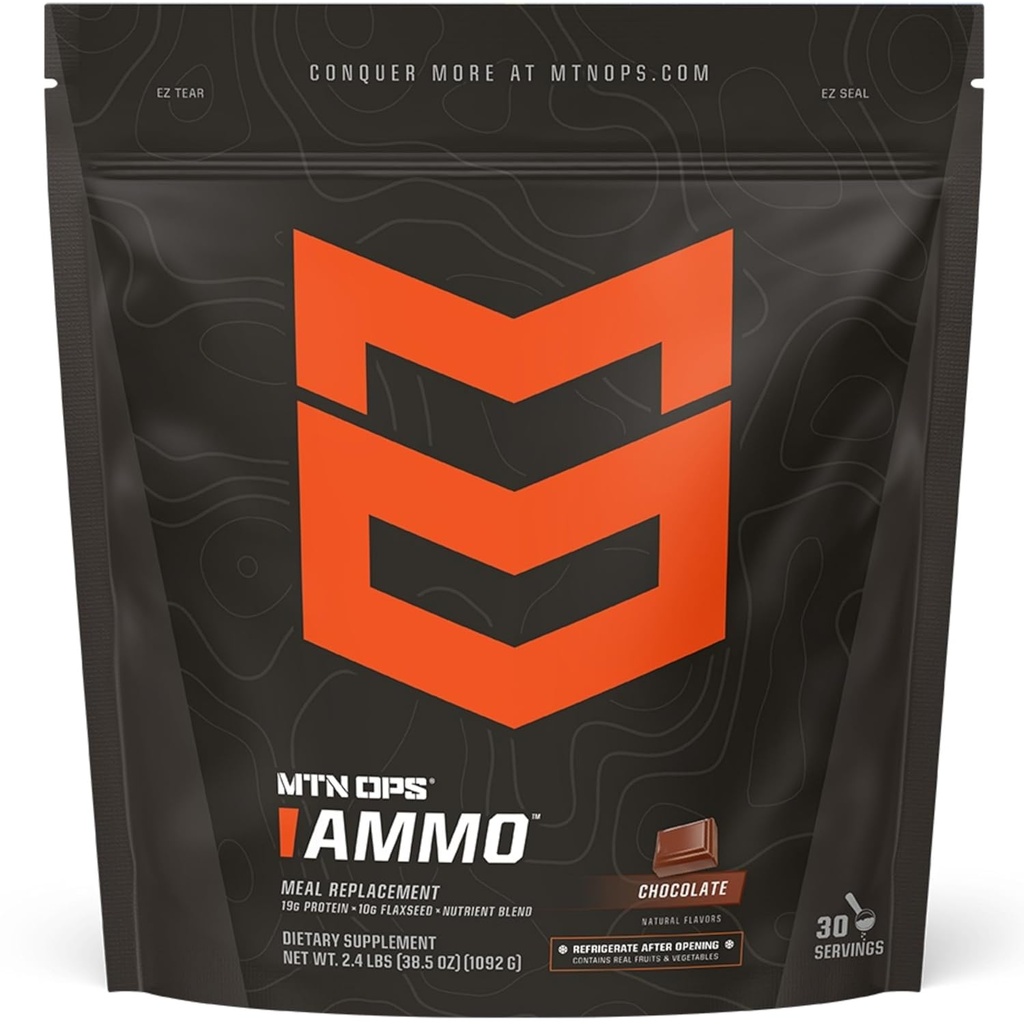 MTN OPS Ammo Protéine en poudre Remplacement de repas pour l'édifice des muscles maigres, saveur de chocolat, 28 portions