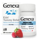 Les enfants Genexa Clean Dye Free Tummy Relief (en anglais seulement) Heartburn, Acide Indigestion, Estomac aigre Antiacide à mâcher (en anglais seulement) 0% Additifs artificiels, Enfants, Carbonate de calcium, Fleur de baie biologique, 30ct