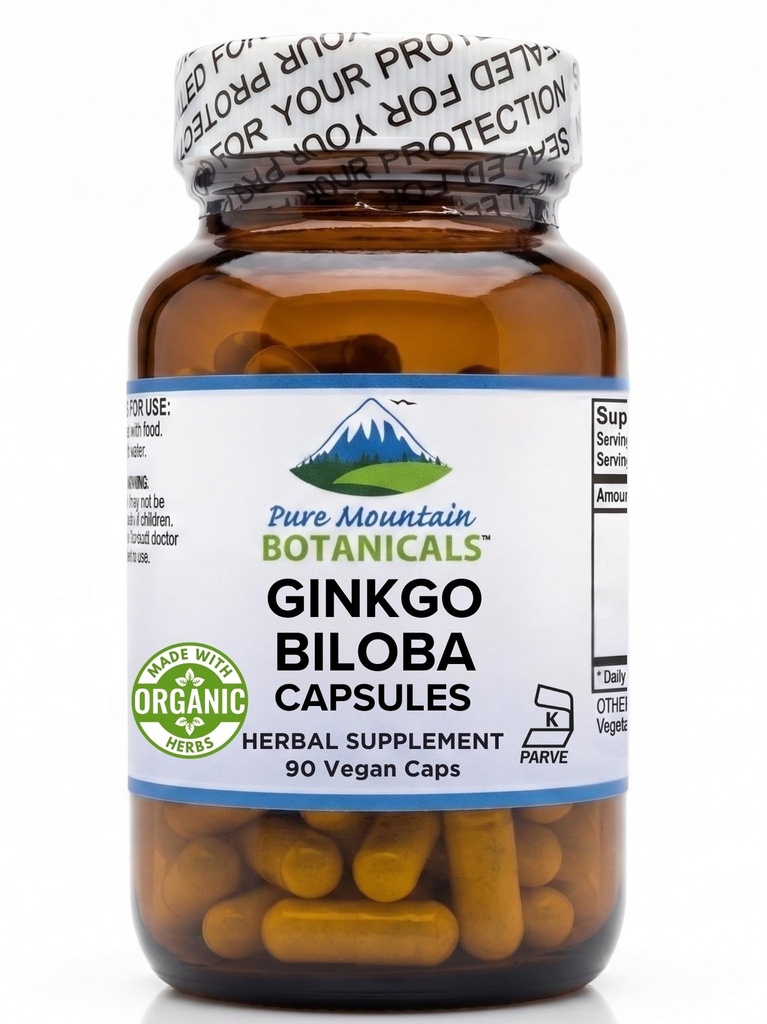Ginkgo Biloba Capsules – Caps végans casher avec 400mg Ginkgo Biloba Feuille et supplément d'extrait de Ginko