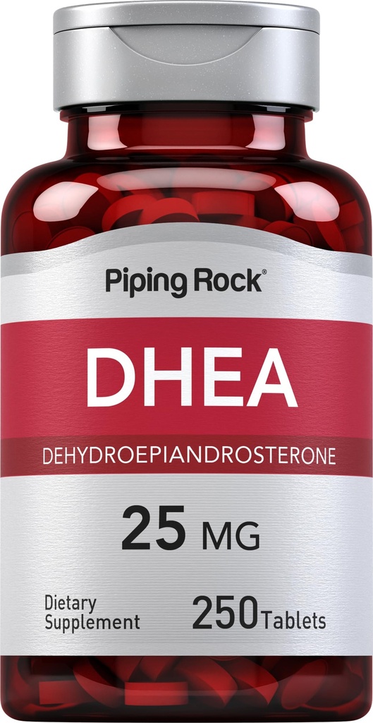 Piping Rock DHEA 25mg | 250 Tablets for Women and Men | Dehydroepiandrosterone Supplement | Non-GMO, Gluten Free