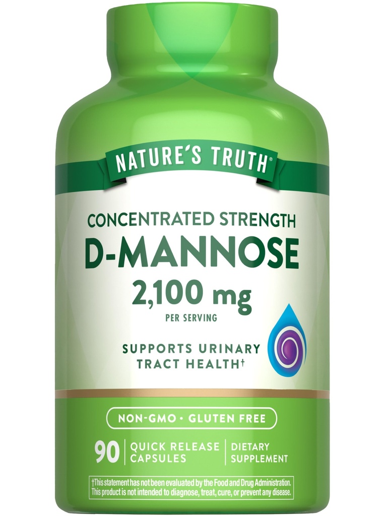 Nature's Truth D-Mannose Capsules: 2100mg: 90 pilules: Supplément sans OGM et sans gluten