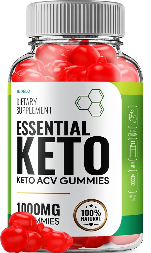 Essential Keto ACV Gummies - Advanced Formula Essential Keto + ACV Weight Management Gummies Apple Cider Vinegar Keto Essential ACV Gummies Dietary Supplement Reviews Vitamin B12 B6 (60 Gummies)