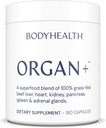 BodyHealth Organ+ Complexe d'organes glandulaires alimentés par l'herbe, Supplément d'organes de boeuf gazonné, Foie de boeuf déshydraté, coeur, rein, pancréas, rate, non OGM, adrénal, supplément, (150 capsules)